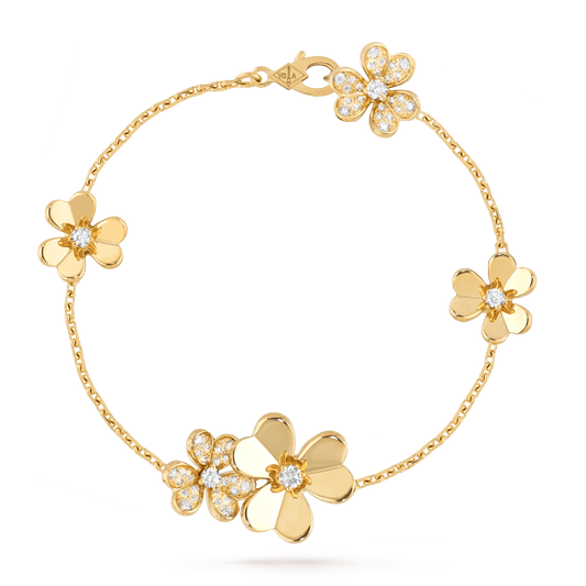 [Joyas Regalia]PULSERA FRIVOLE DE ORO CON 5 FLORES