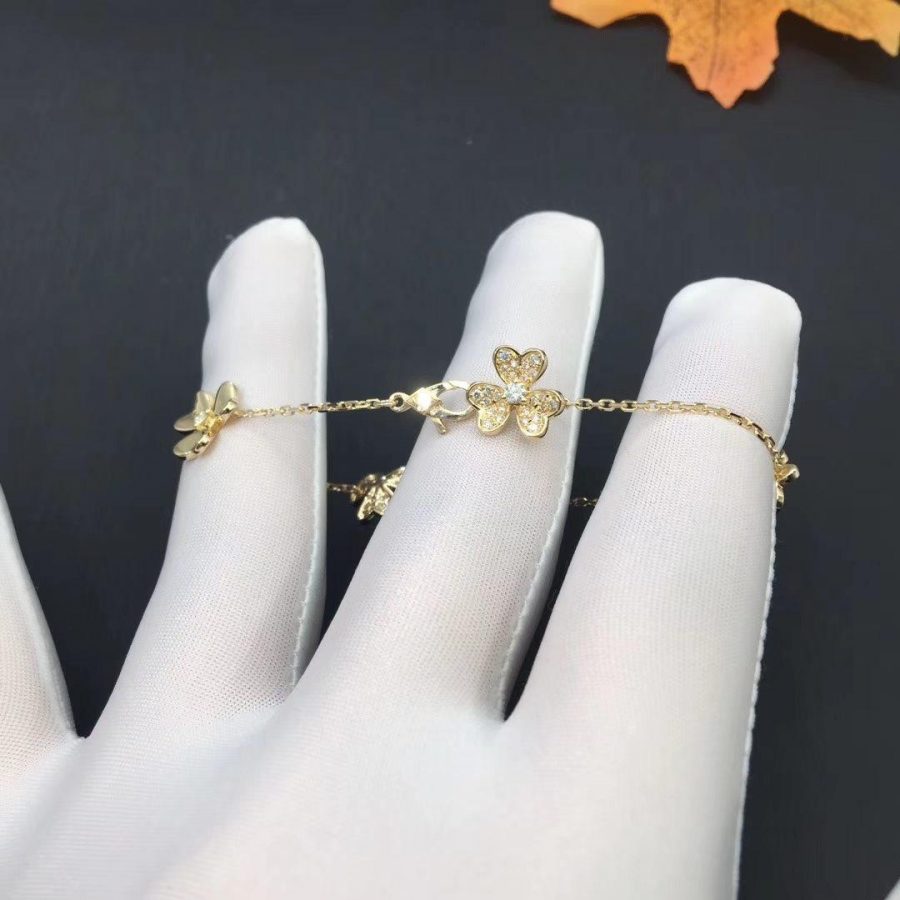 [Joyas Regalia]PULSERA FRIVOLE DE ORO CON 5 FLORES
