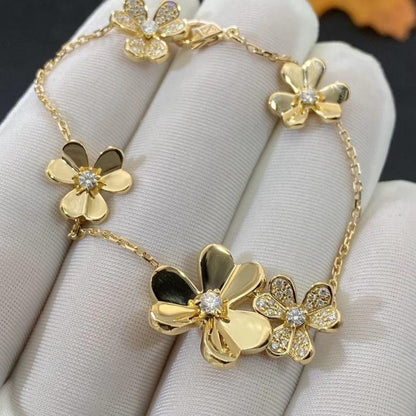 [Joyas Regalia]PULSERA FRIVOLE DE ORO CON 5 FLORES