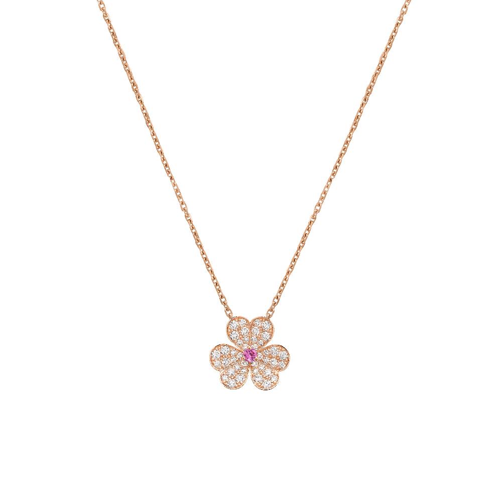[Joyas Regalia] COLLAR FRIVOLE DE FLOR DE ORO ROSA CON DIAMANTES