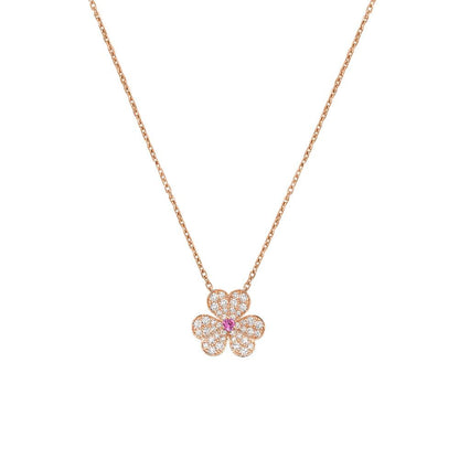 [Joyas Regalia] COLLAR FRIVOLE DE FLOR DE ORO ROSA CON DIAMANTES