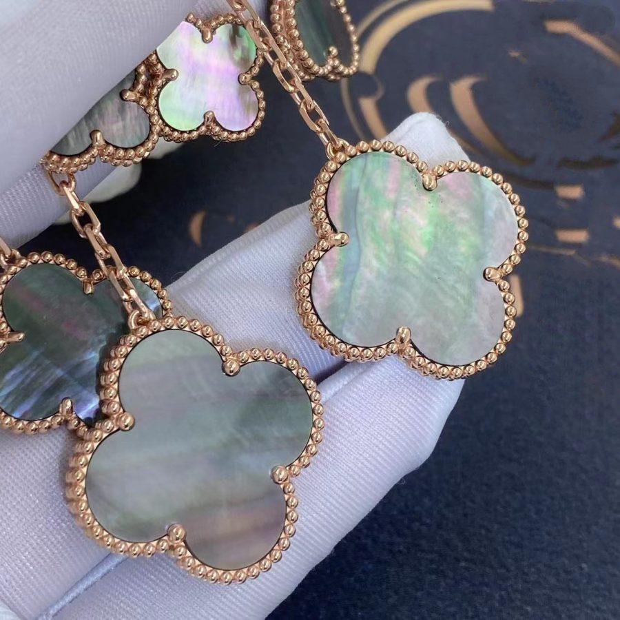 [Regalia jewelry]CLOVER EARRINGS DARK MOP 4 MOTIFS ROSE GOLD