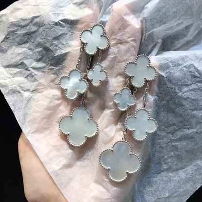 [Regalia jewelry]CLOVER EARRINGS WHITE MOP 4 MOTIFS SILVER