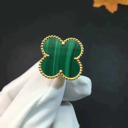 [Bijoux Regalia] BAGUE TRÈFLE MALACHITE