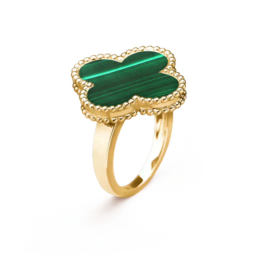 [Bijoux Regalia] BAGUE TRÈFLE MALACHITE