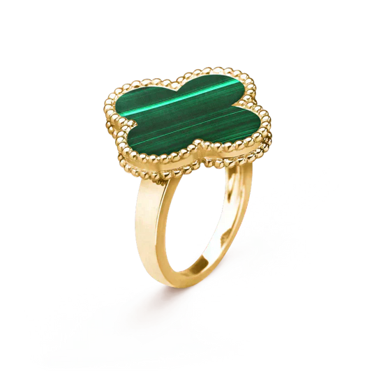 [Bijoux Regalia] BAGUE TRÈFLE MALACHITE