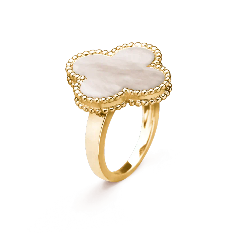 [Bijoux Regalia] BAGUE EN NACRE BLANCHE TRÈFLE