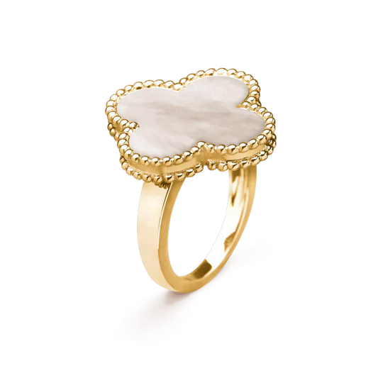 [Bijoux Regalia] BAGUE EN NACRE BLANCHE TRÈFLE
