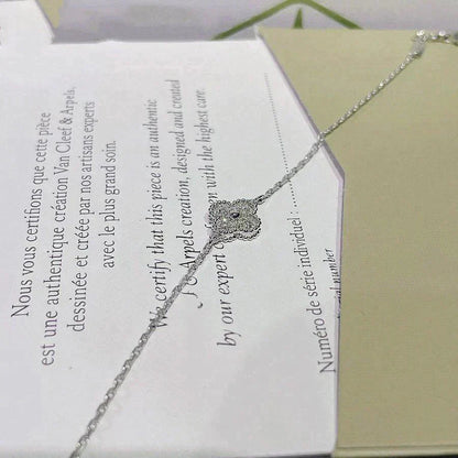 [Joyas Regalia]Pulsera de plata con una sola flor de trébol