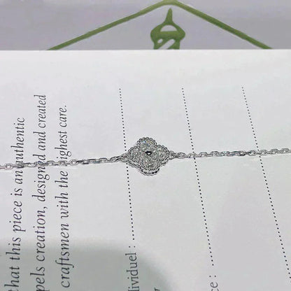 [Joyas Regalia]Pulsera de plata con una sola flor de trébol