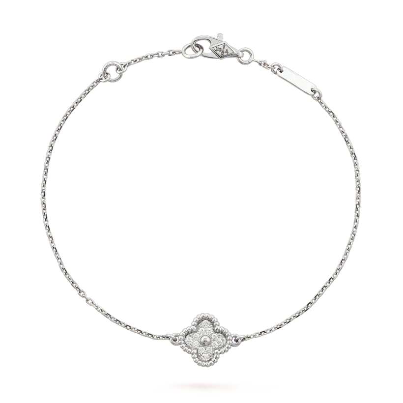 [Joyas Regalia]Pulsera de plata con una sola flor de trébol