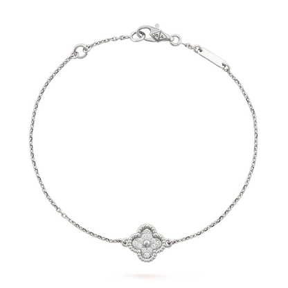 [Joyas Regalia]Pulsera de plata con una sola flor de trébol