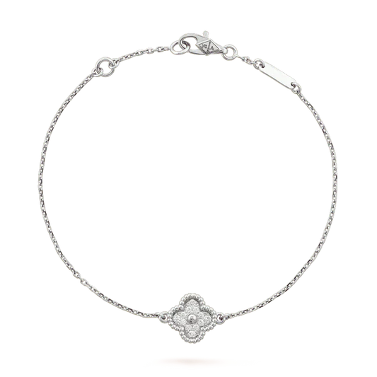 [Joyas Regalia]Pulsera de plata con una sola flor de trébol