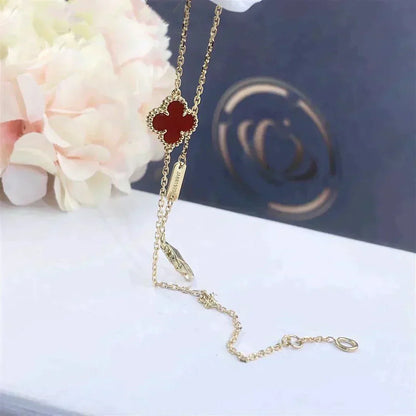 [Joyas Regalia]Pulsera de una sola flor de cornalina y trébol