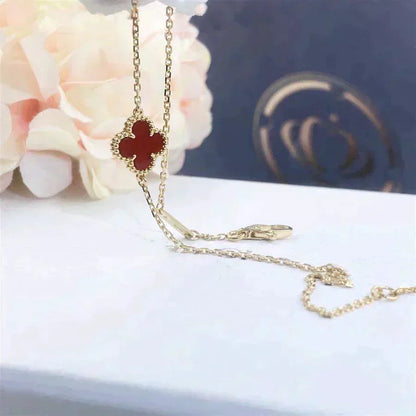 [Joyas Regalia]Pulsera de una sola flor de cornalina y trébol