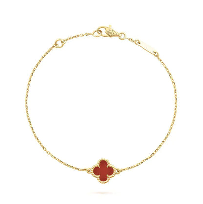 [Joyas Regalia]Pulsera de una sola flor de cornalina y trébol