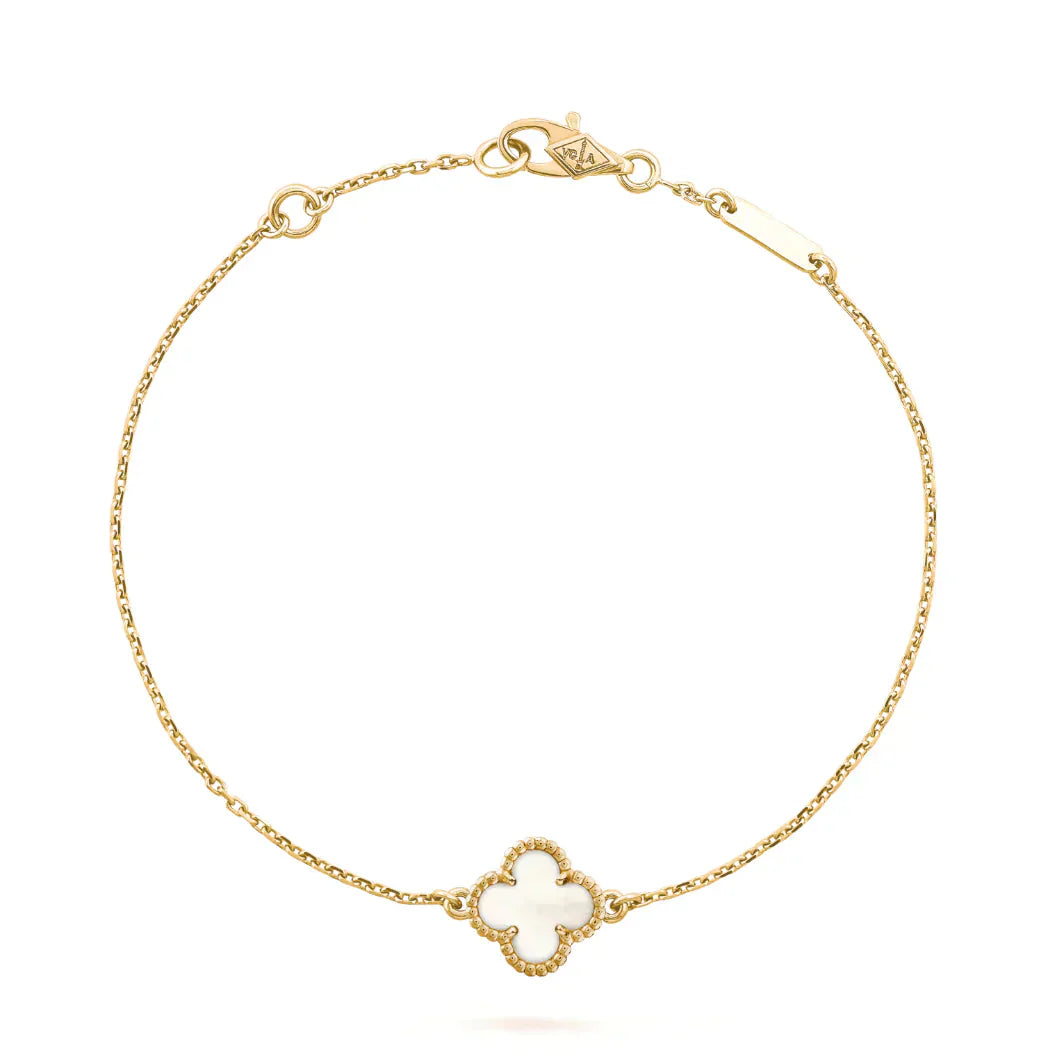 [Joyas Regalia]Pulsera de una sola flor con trébol blanco