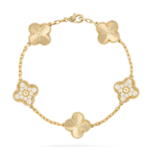 [Joyas Regalia]PULSE TRÉBOL 5 MOTIVOS ORO DIAMANTE 