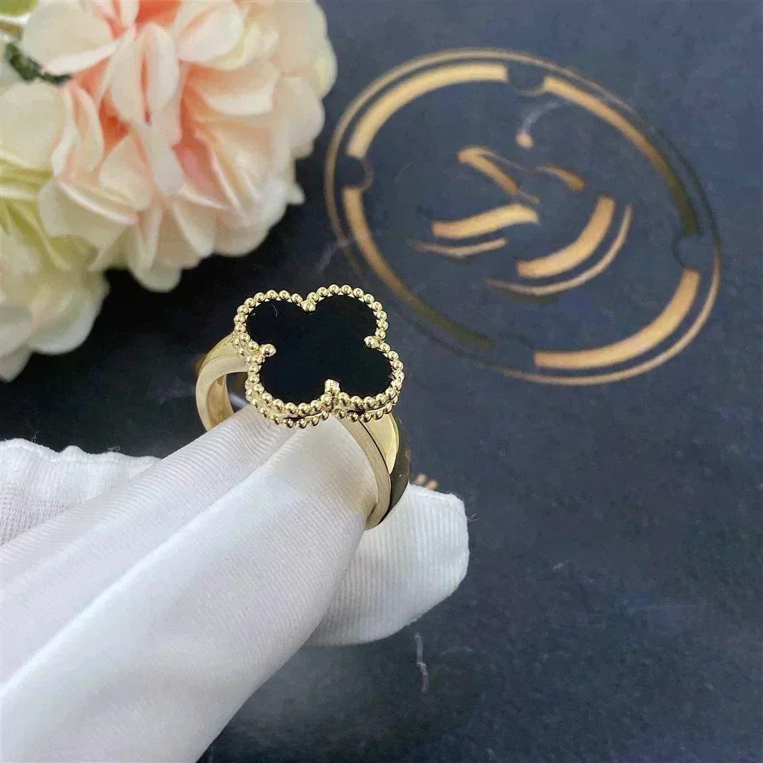 [Bijoux Regalia] BAGUE TRÈFLE ONYX