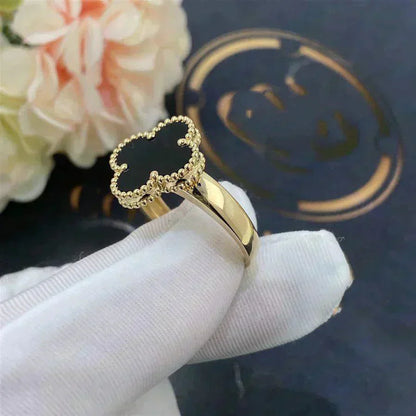 [Bijoux Regalia] BAGUE TRÈFLE ONYX