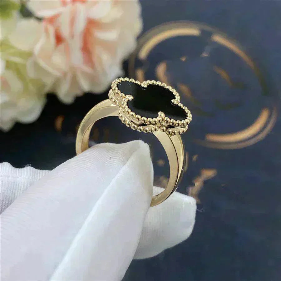 [Bijoux Regalia] BAGUE TRÈFLE ONYX