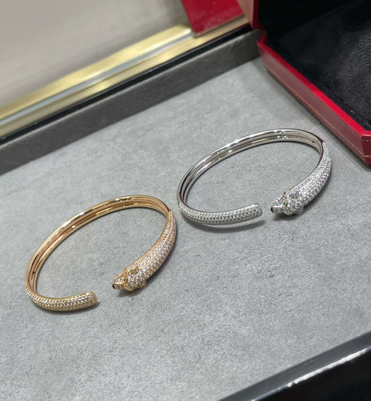 [Joyas Regalia]Pulsera abierta con diamantes Pantera