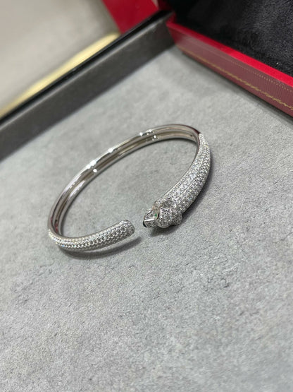 [Joyas Regalia]Pulsera abierta con diamantes Pantera