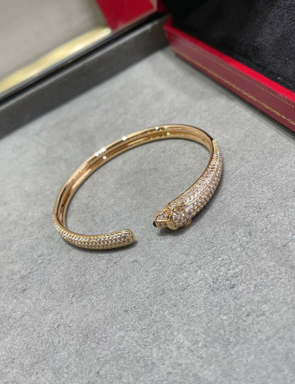 [Joyas Regalia]Pulsera abierta con diamantes Pantera