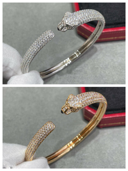 [Joyas Regalia]Pulsera abierta con diamantes Pantera