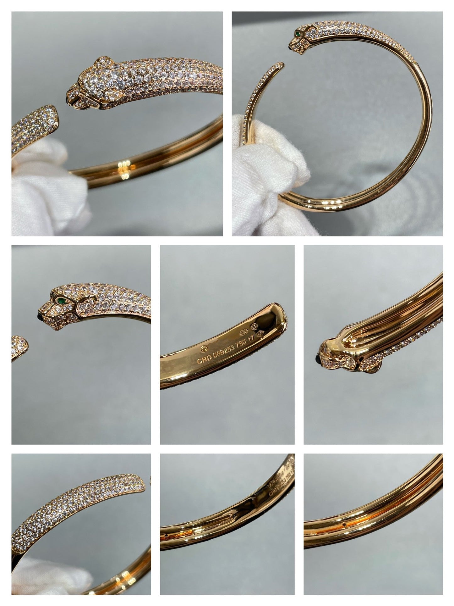 [Joyas Regalia]Pulsera abierta con diamantes Pantera