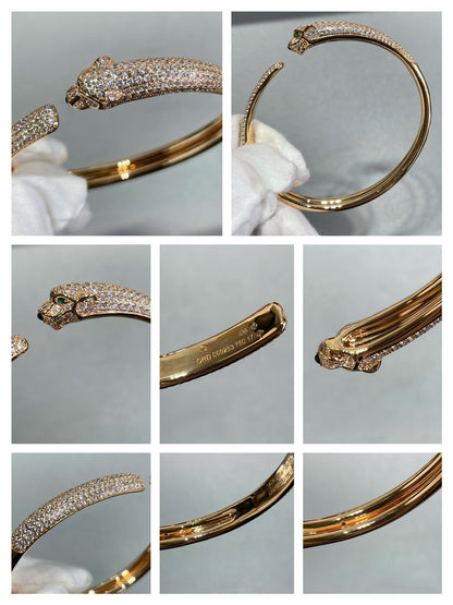 [Joyas Regalia]Pulsera abierta con diamantes Pantera