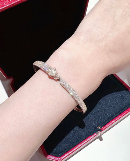 [Joyas Regalia]Pulsera abierta con diamantes Pantera