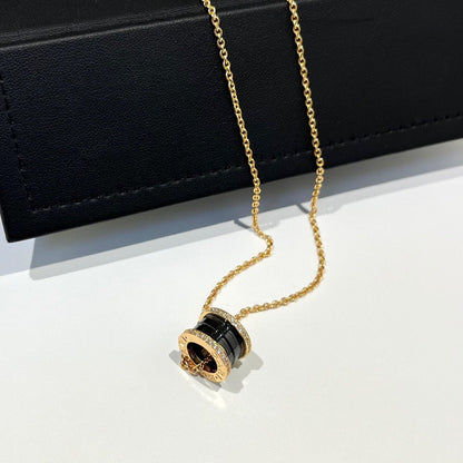 [Regalia jewelry]ZERO 1 BLACK CERAMIC DIAMOND PINK GOLD NECKLACE