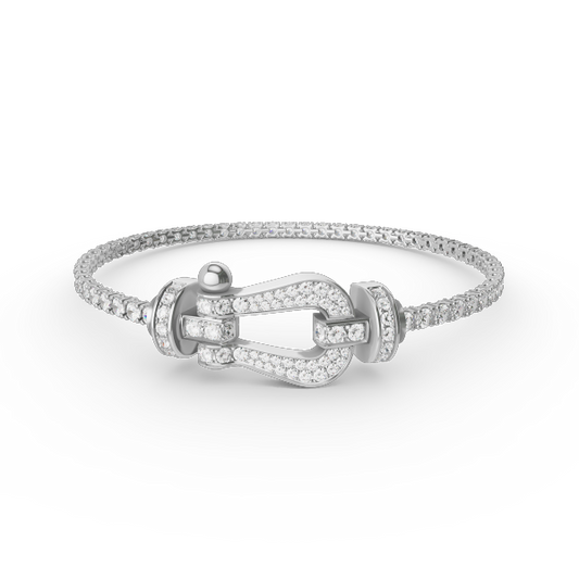 [Joyas Regalia]Pulsera de tenis Force con herradura grande y diamantes. 